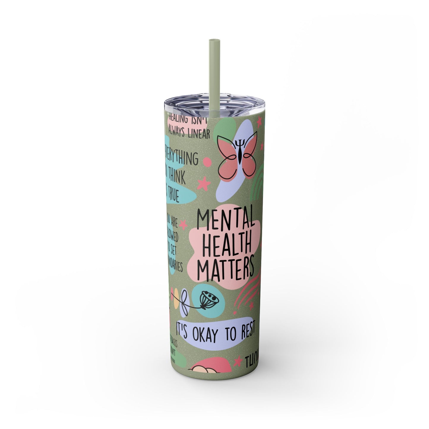 Mental Health Matters 20oz Skinny Tumbler – Self Care Cup