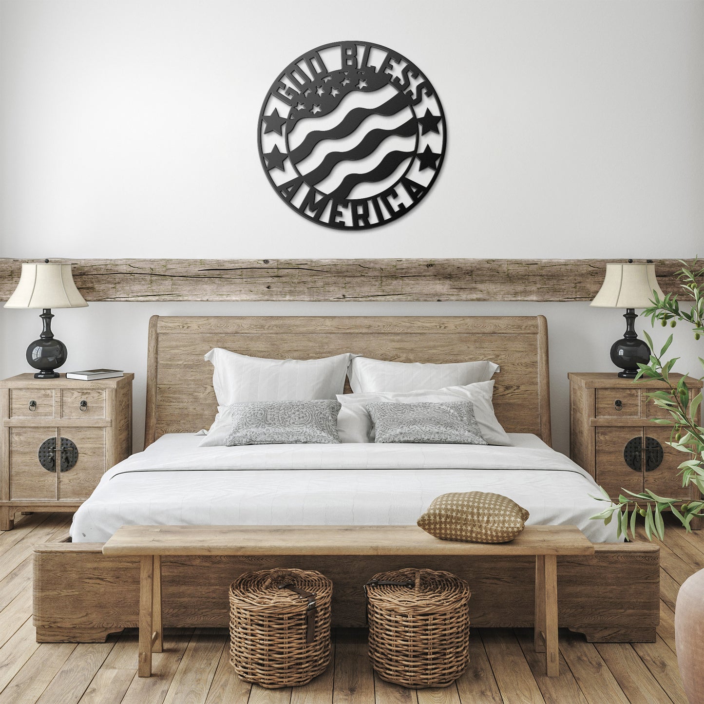 American Flag Metal Wall Art - God Bless America