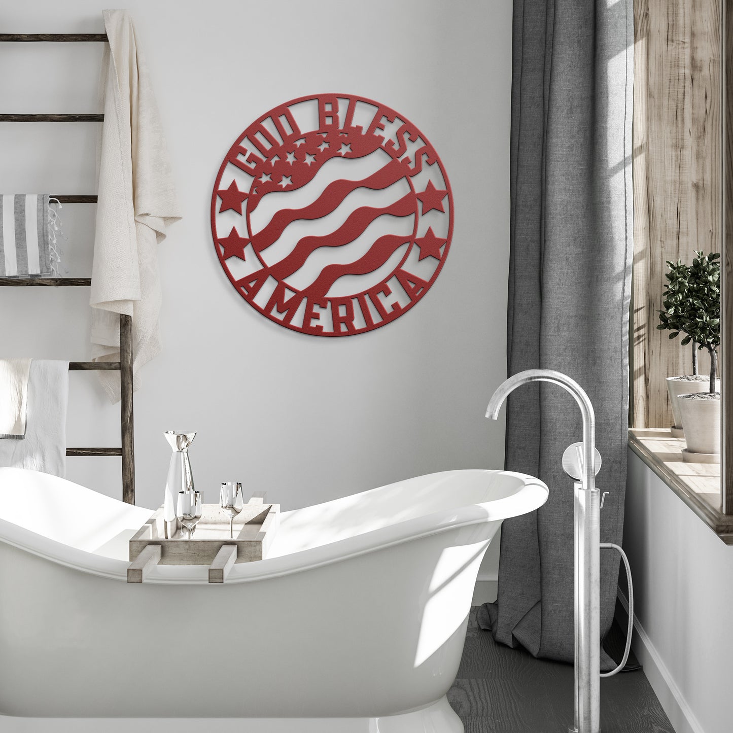 American Flag Metal Wall Art - God Bless America