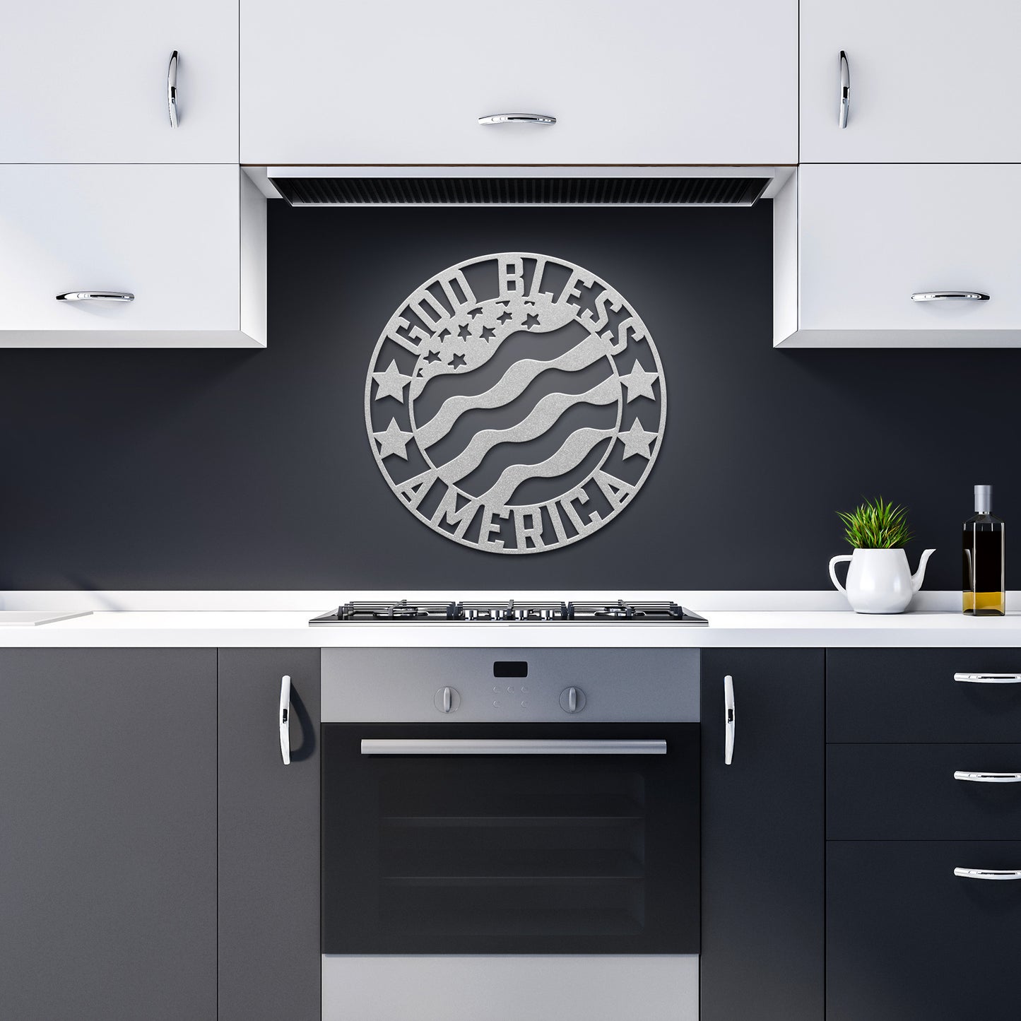 American Flag Metal Wall Art - God Bless America