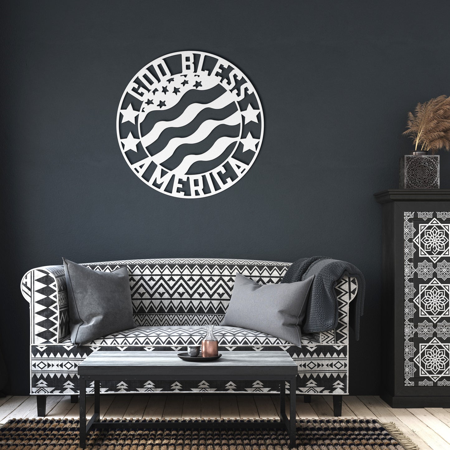 American Flag Metal Wall Art - God Bless America
