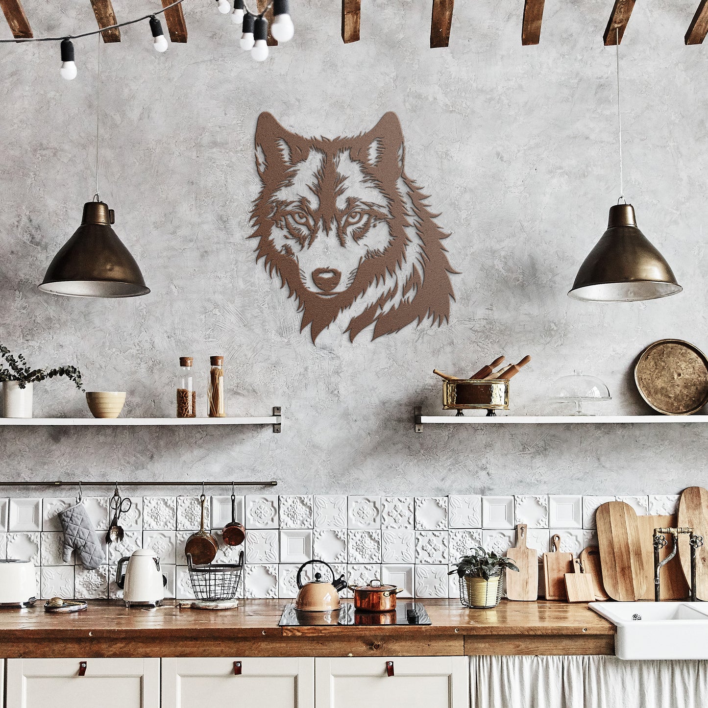 Fierce Wolf Head Metal Sign