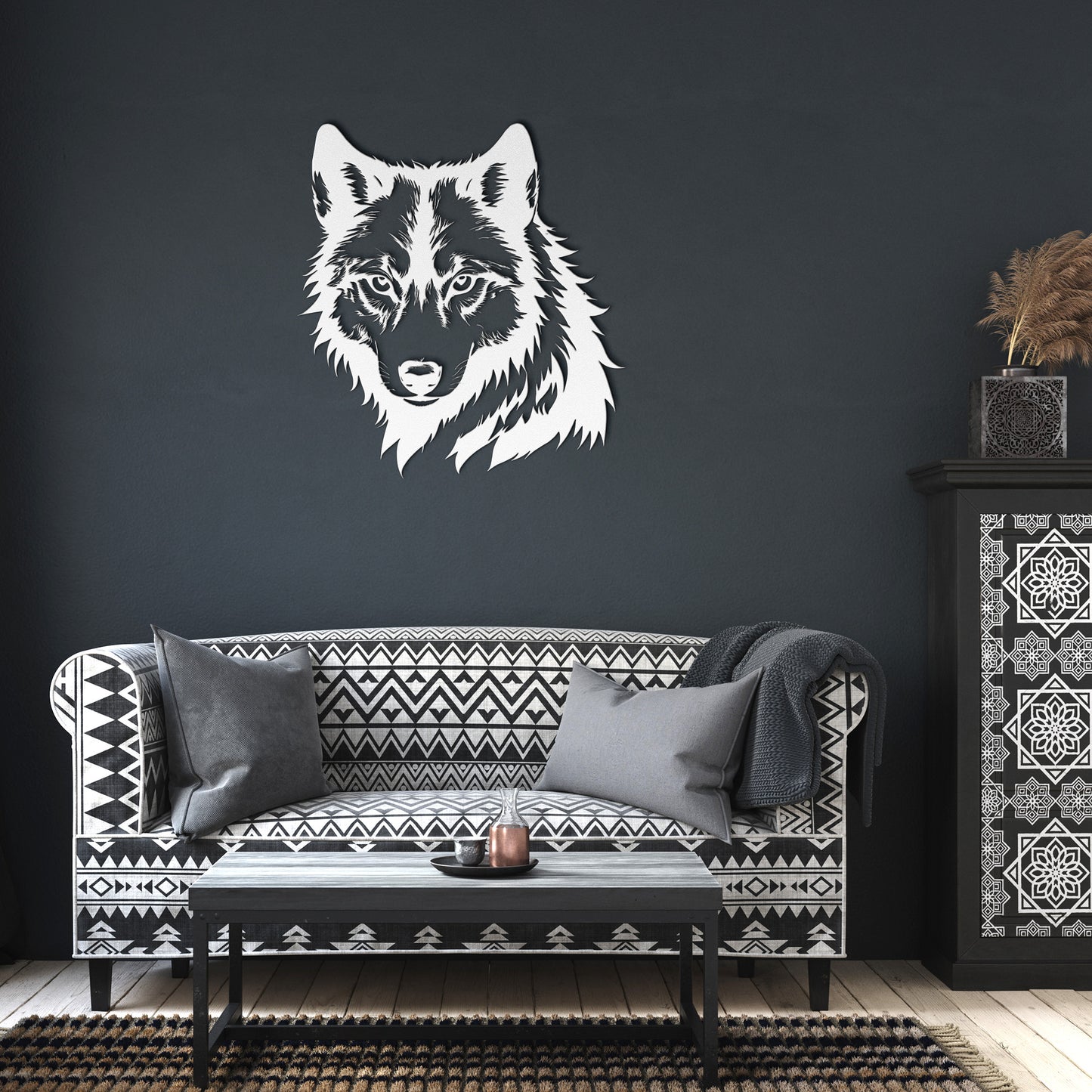 Fierce Wolf Head Metal Sign
