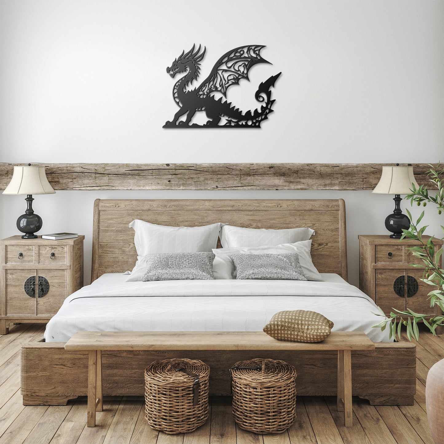 Geometric Dragon Metal Wall Art