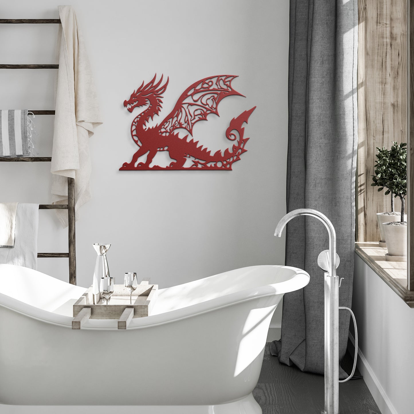 Geometric Dragon Metal Wall Art