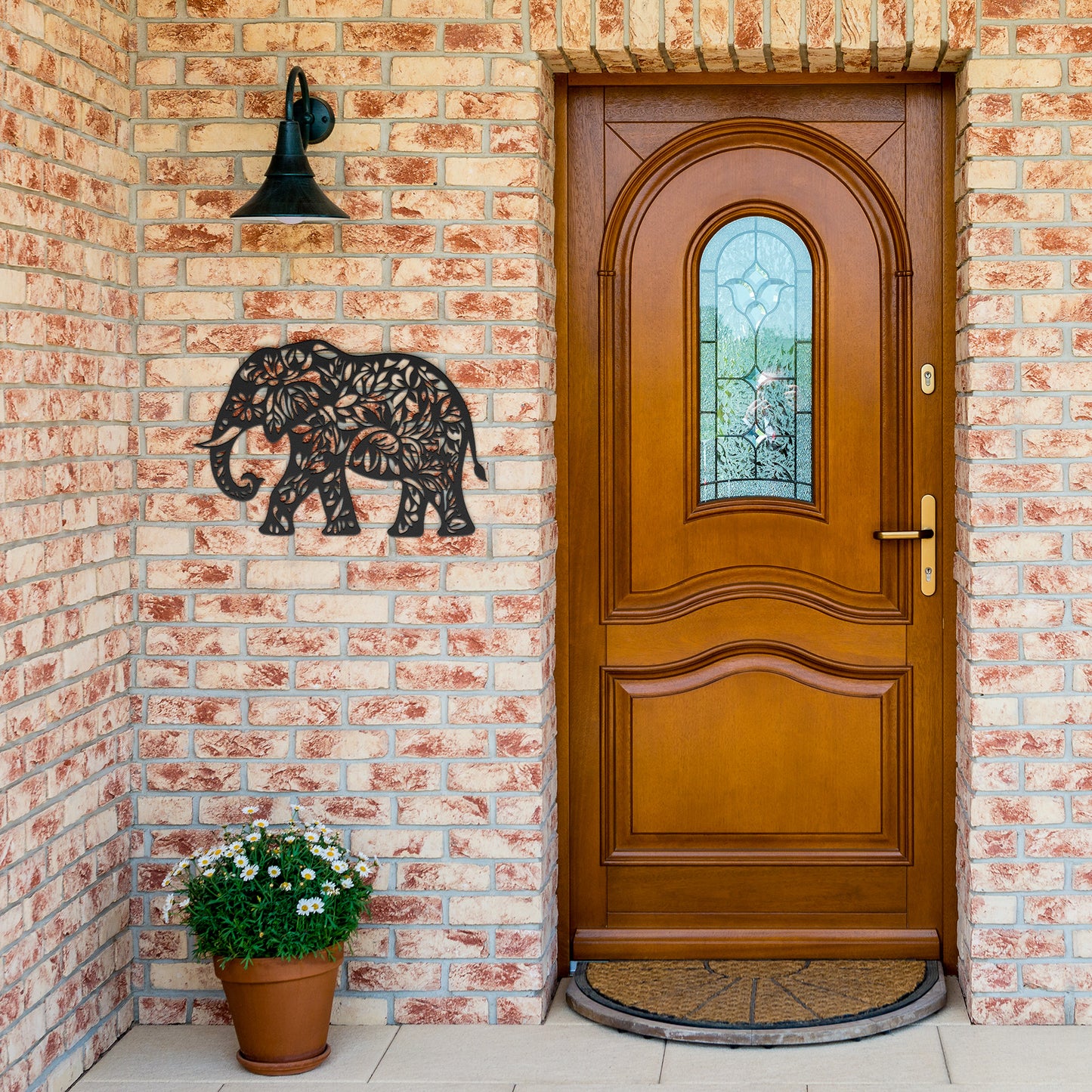 Geometric Elephant Metal Sign