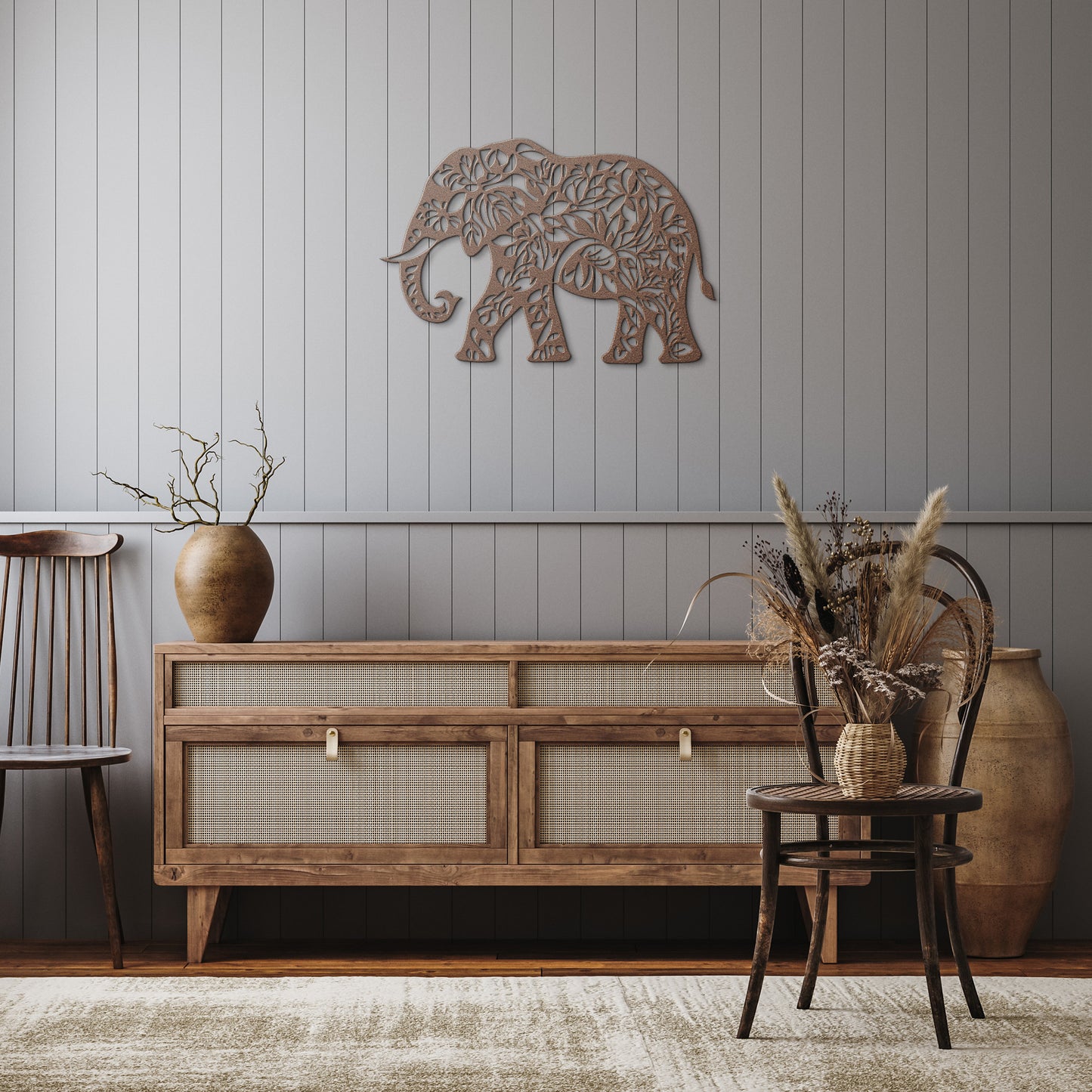 Geometric Elephant Metal Sign