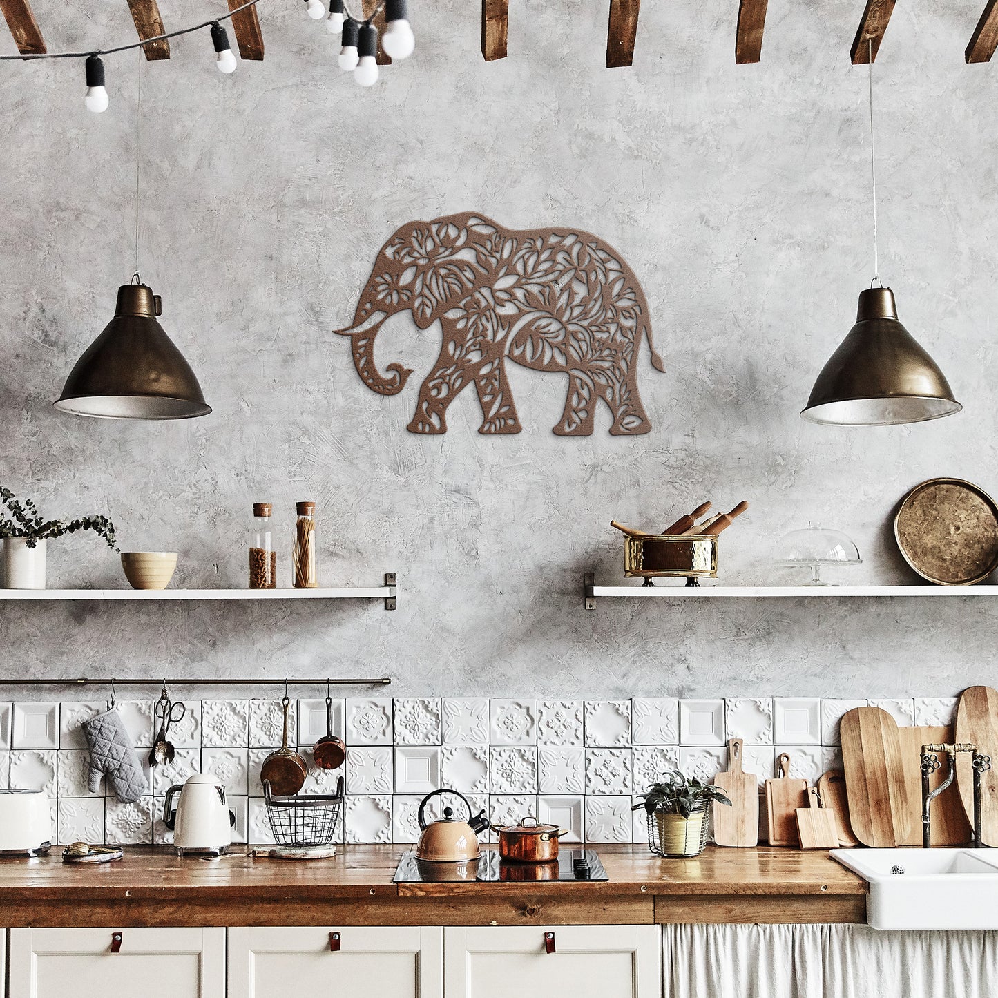 Geometric Elephant Metal Sign