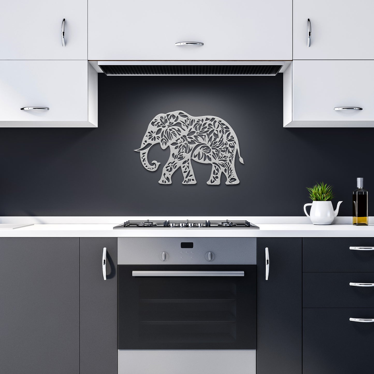 Geometric Elephant Metal Sign
