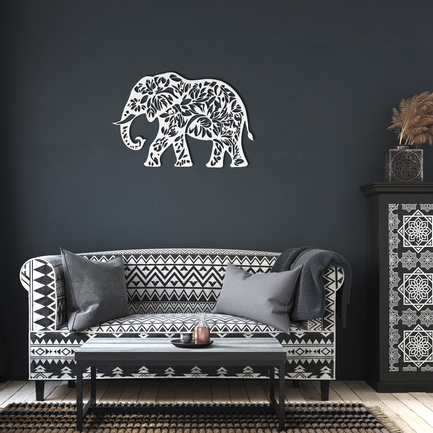 Geometric Elephant Metal Sign