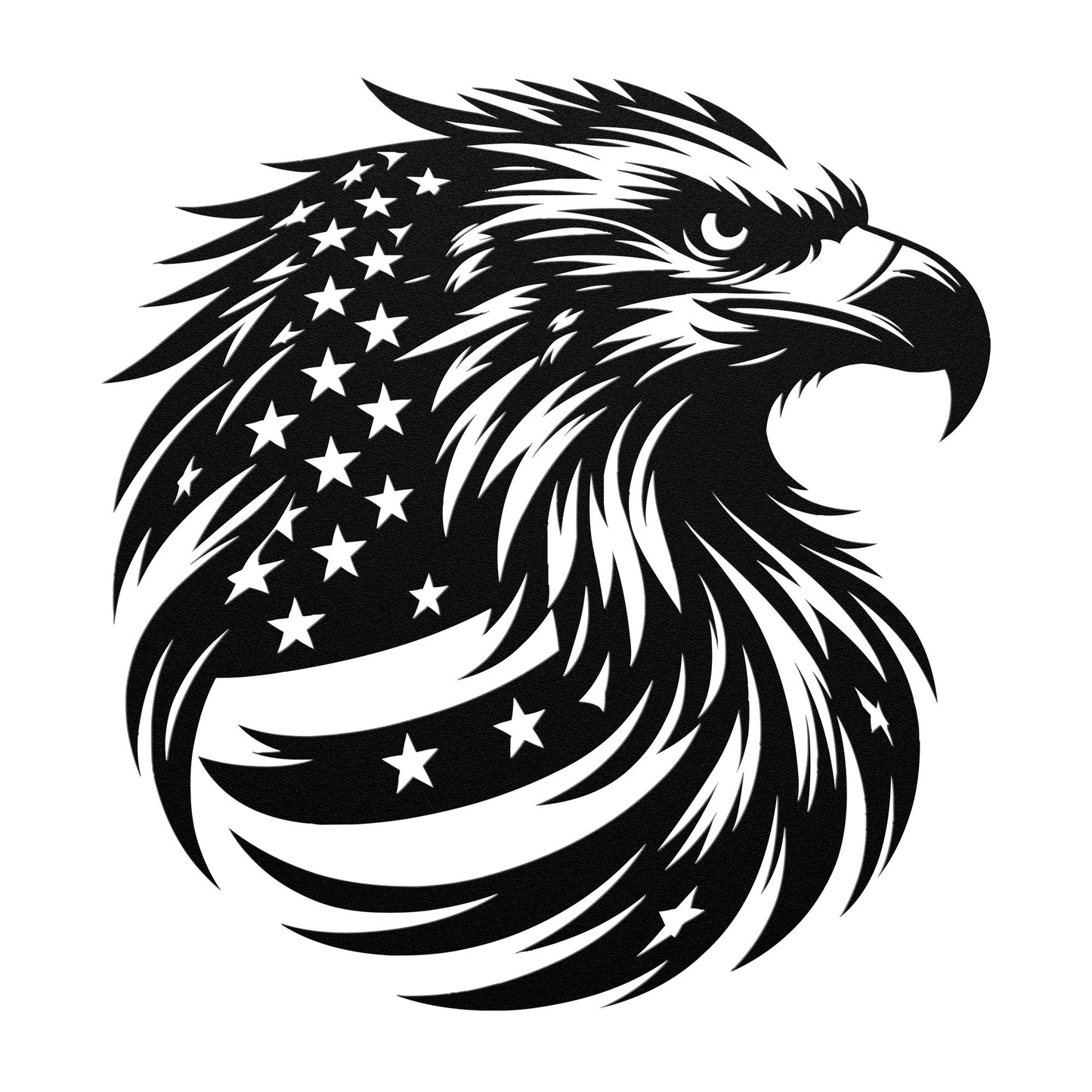 Patriotic Bald Eagle Metal Sign with American Flag Feathers