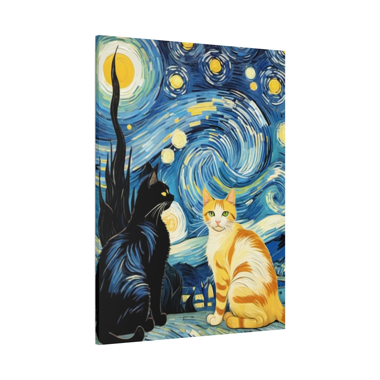 Starry Night Cats Canvas Art