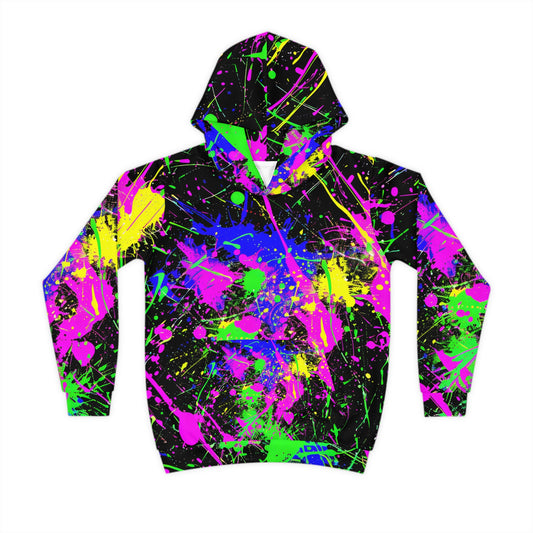 Neon Chaos Paint Splatter Hoodie