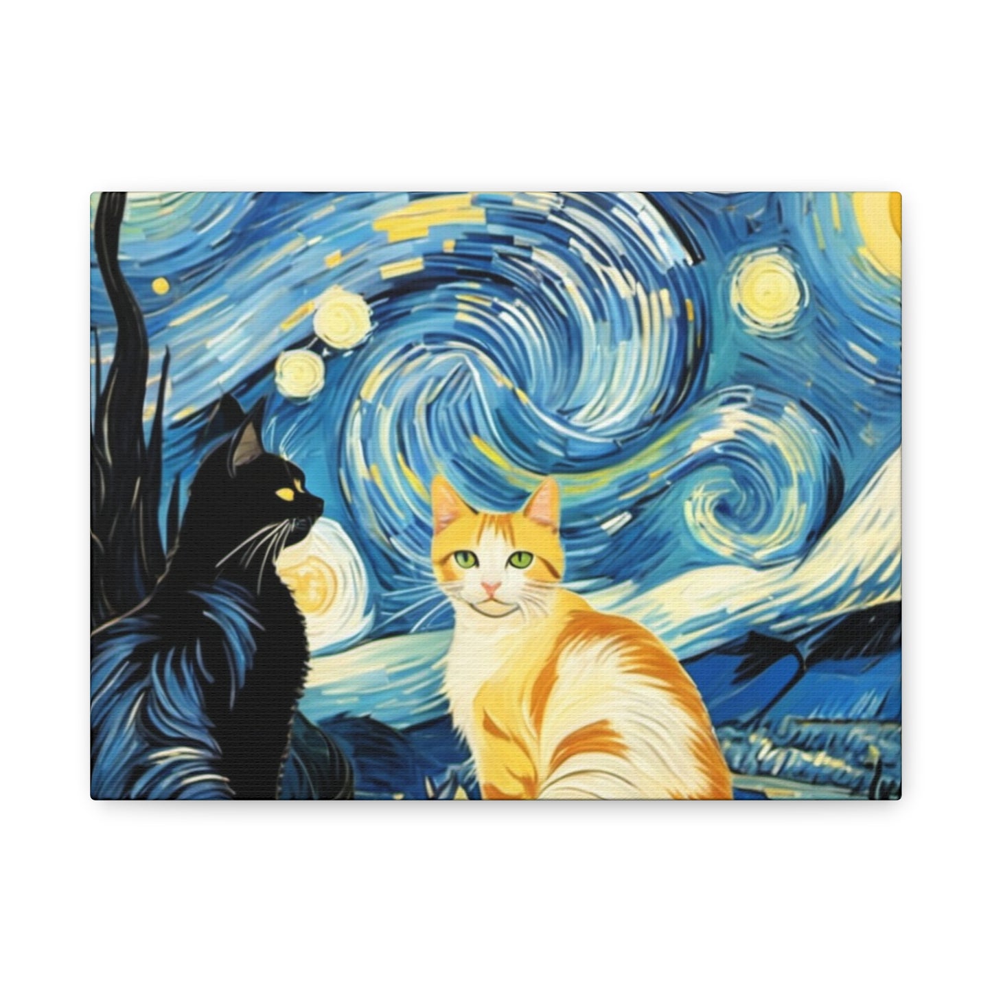 Starry Night Cats Canvas Art