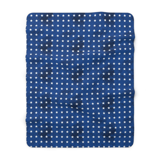 USA Stars Sherpa Fleece Blanket – Cozy, Patriotic Design