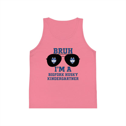 BRUH I’m a Bigfork Husky Kindergartner – Neon Blue Tank Top