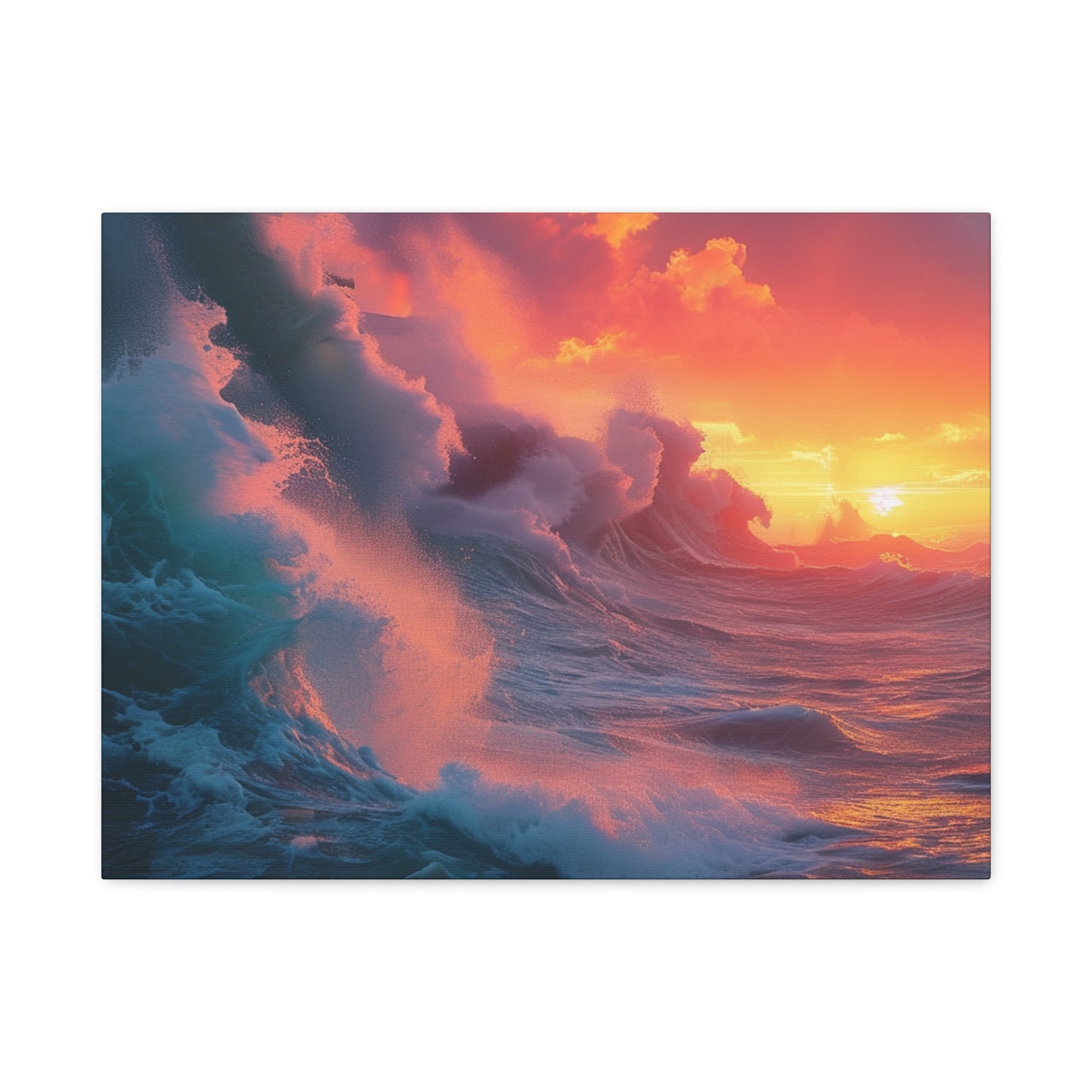 Sunset Waves: Crashing Sea with Whitecaps