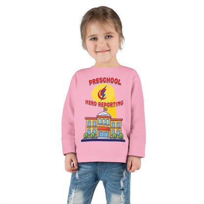 Preschool: Hero Reporting for Duty – Chisholm Bluestreaks Toddler Long Sleeve Tee
