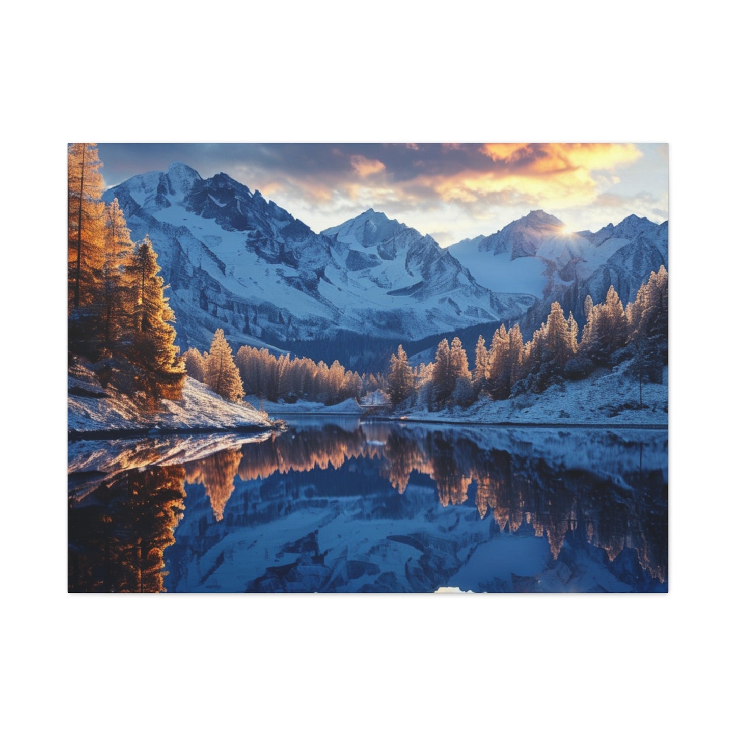 Mountain Sunrise River Canvas