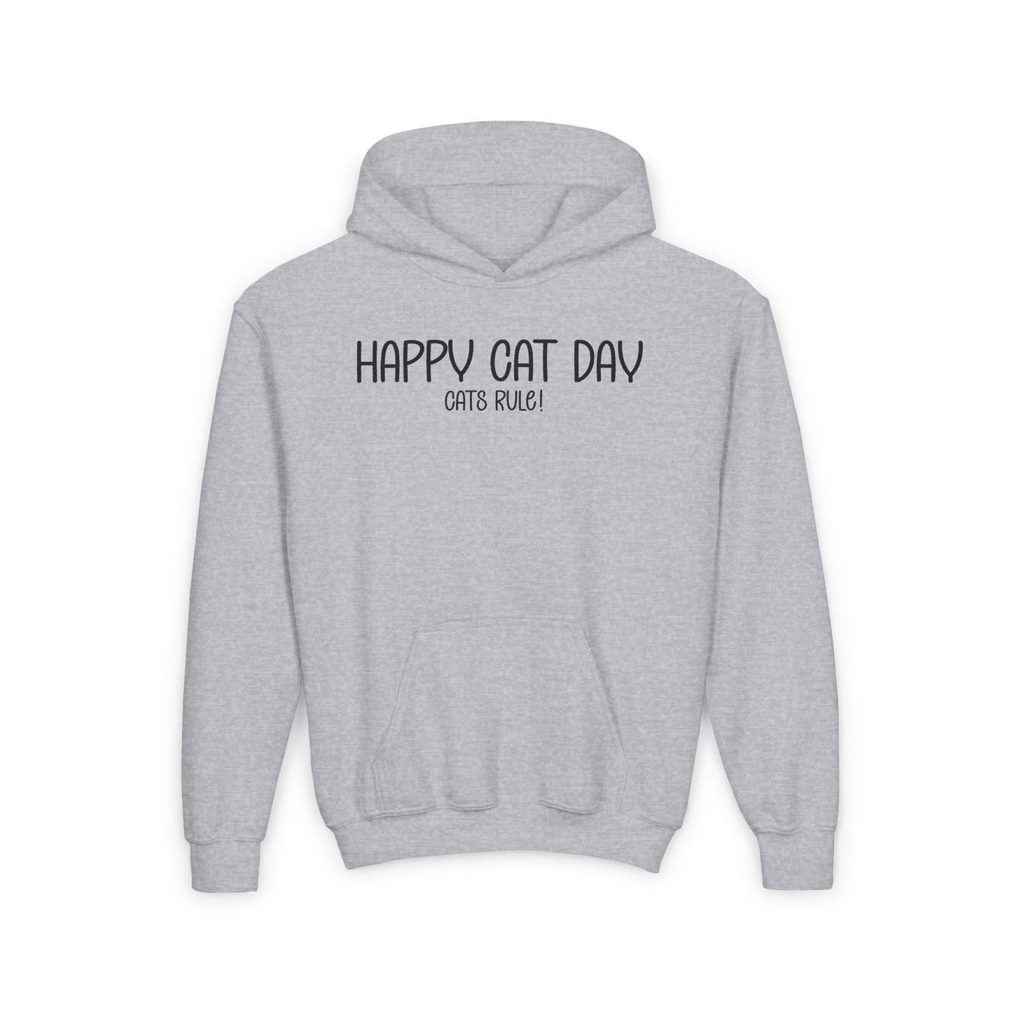 Happy Cat Day Youth Hoodie by Ryne - Cats Rule!