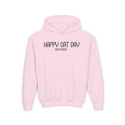 Happy Cat Day Youth Hoodie by Ryne - Cats Rule!