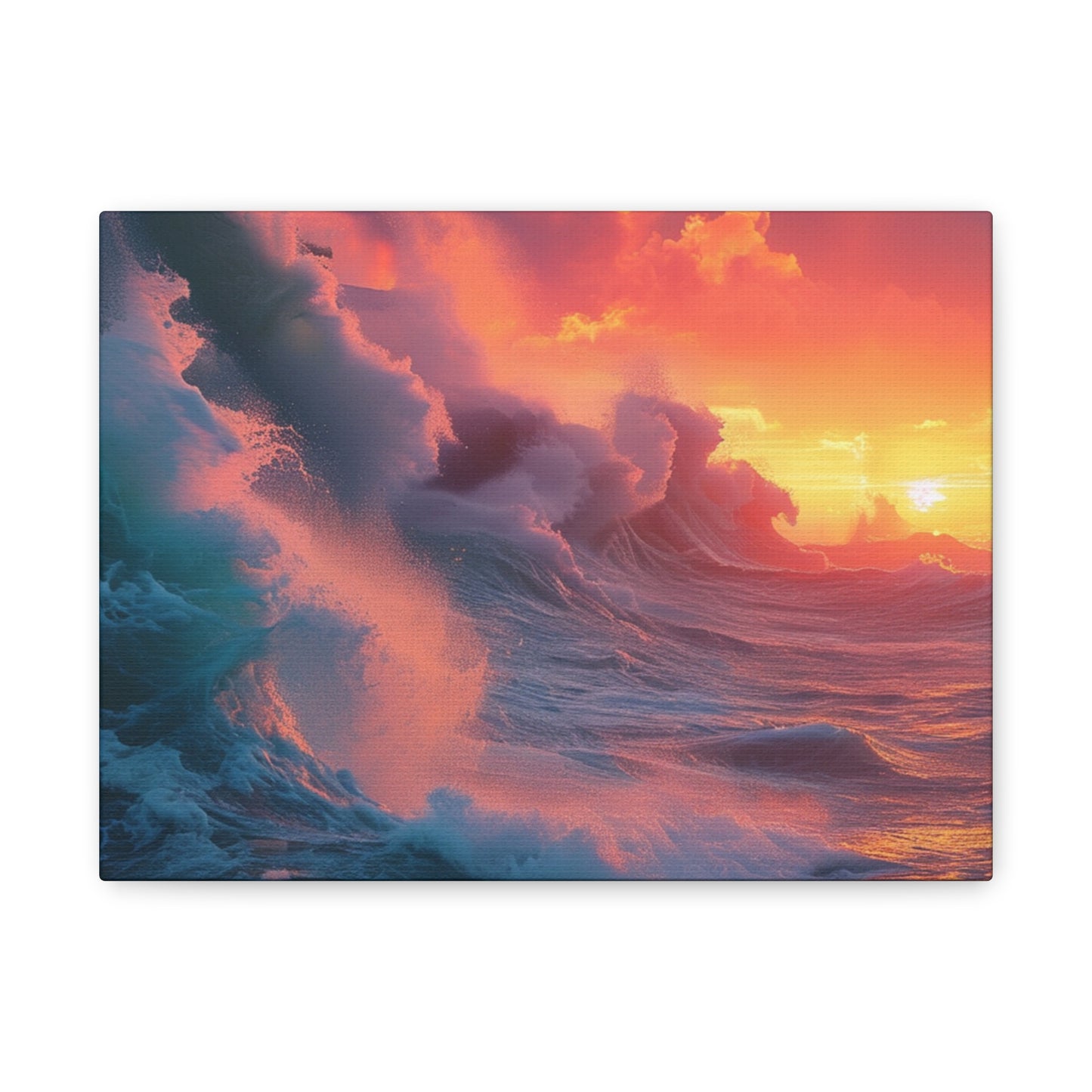 Sunset Waves: Crashing Sea with Whitecaps