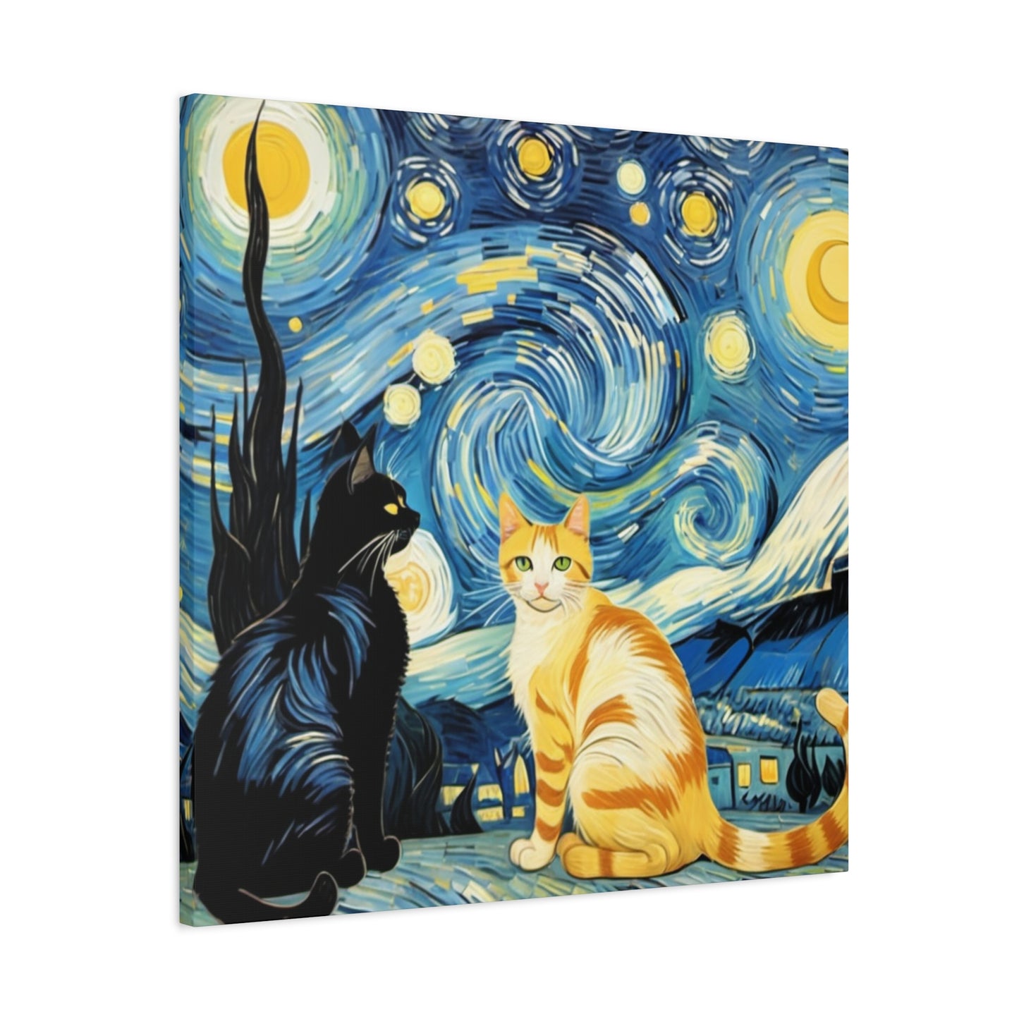 Starry Night Cats Canvas Art