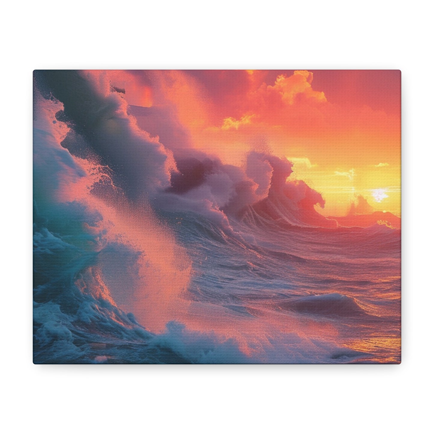 Sunset Waves: Crashing Sea with Whitecaps