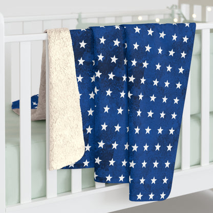 USA Stars Sherpa Fleece Blanket – Cozy, Patriotic Design
