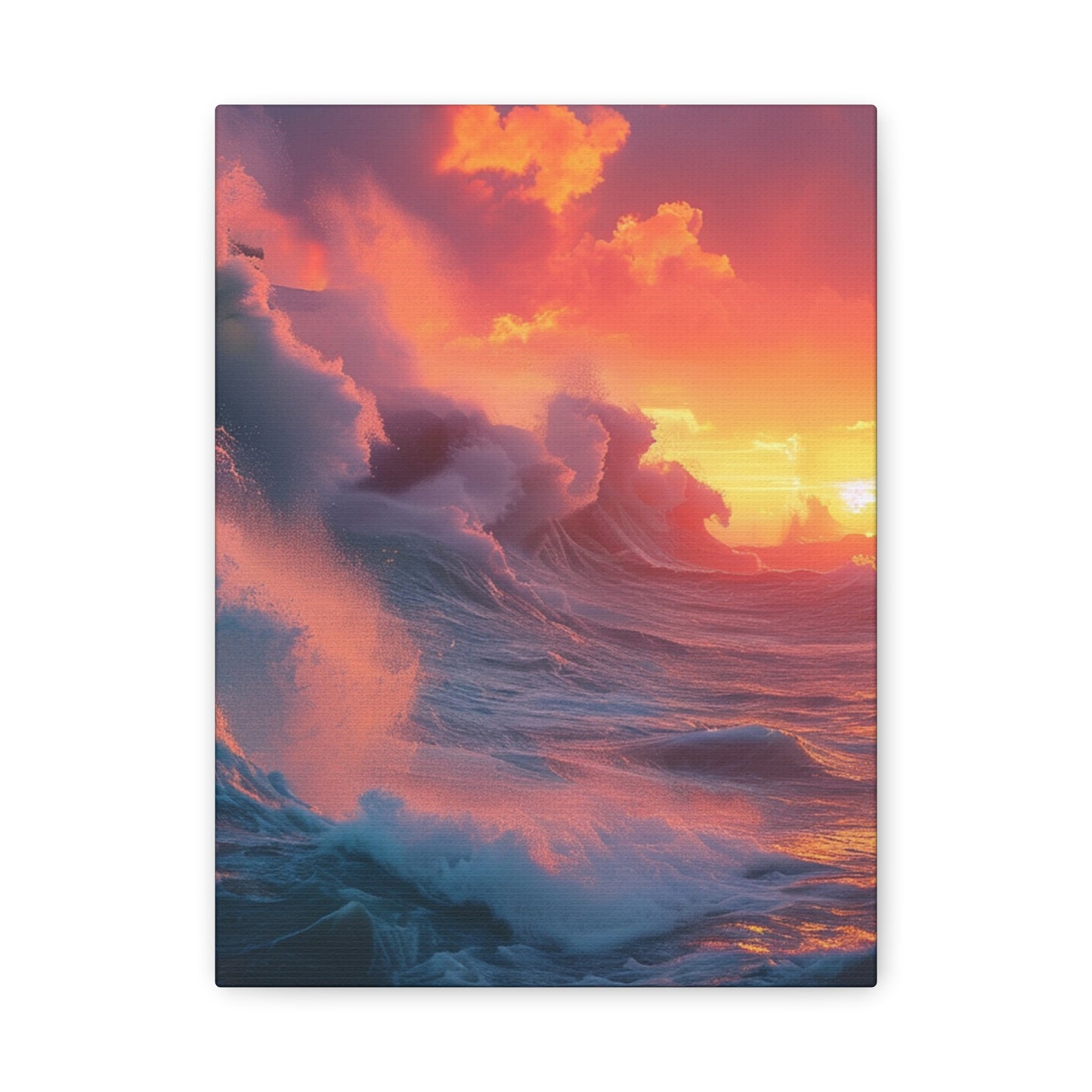 Sunset Waves: Crashing Sea with Whitecaps