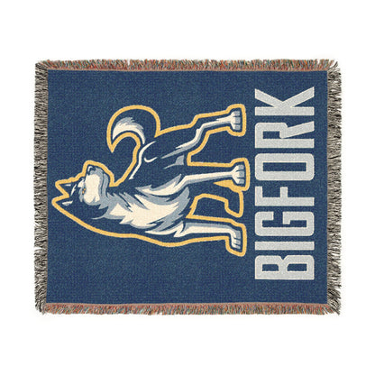Bigfork Huskies Woven Throw Blanket — 100% Cotton, Fringed, 3 Sizes