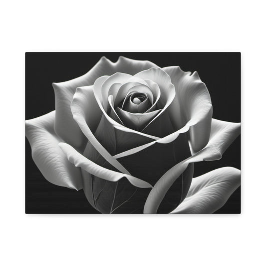 Elegant Black and White Rose Canvas Art