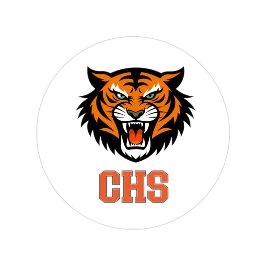 Cherry School Tigers Transparent Outdoor Sticker - Tiger Head Logo with CHS