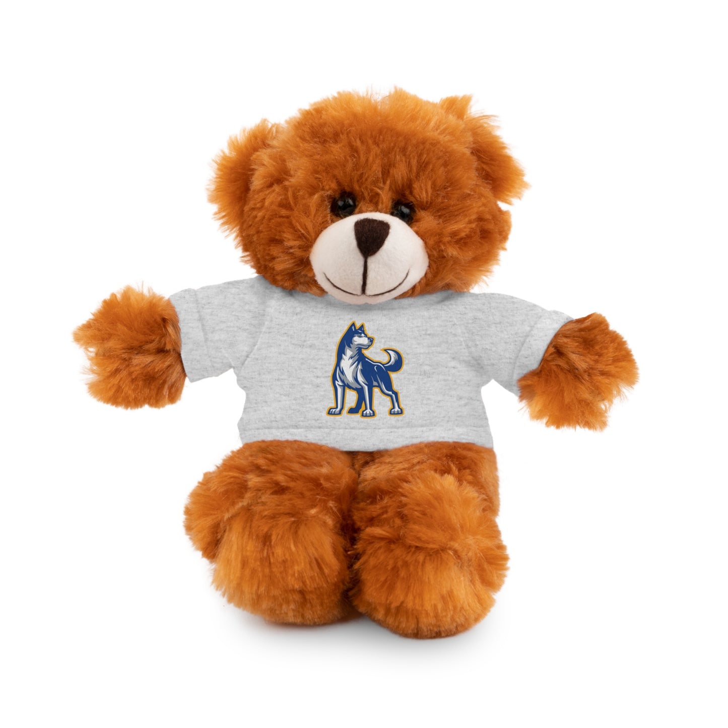 Huggable Huskies – 8" Plush Buddies w/ Logo Tee (Pick Your Animal + Tee Color)
