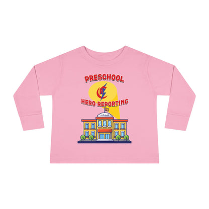 Preschool: Hero Reporting for Duty – Chisholm Bluestreaks Toddler Long Sleeve Tee