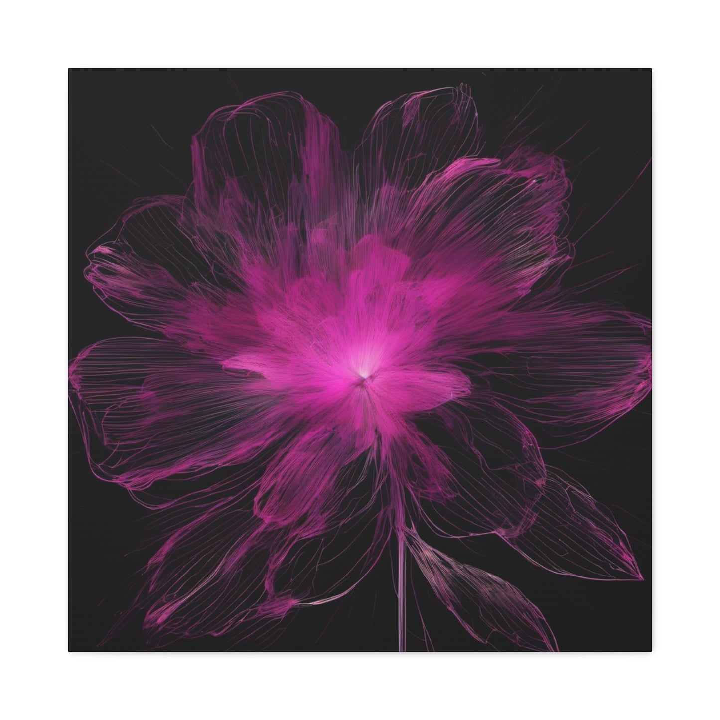 Bright Pink Ink Punk Flower Canvas Art