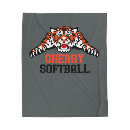 Cherry Tigers Softball Velveteen Blanket