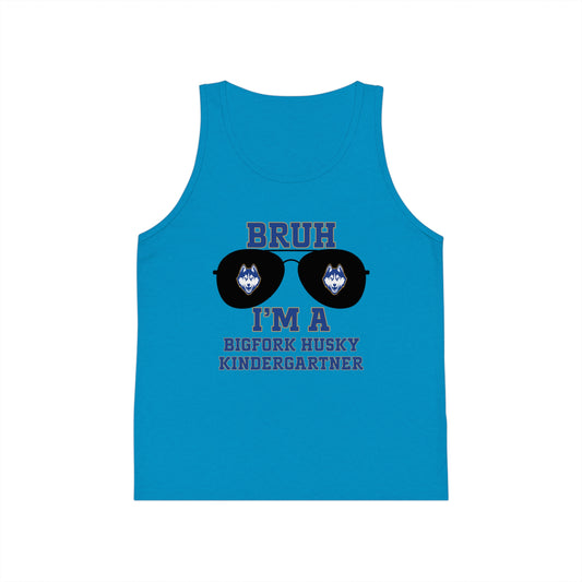 BRUH I’m a Bigfork Husky Kindergartner – Neon Blue Tank Top