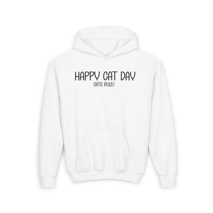 Happy Cat Day Youth Hoodie by Ryne - Cats Rule!