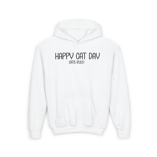 Happy Cat Day Youth Hoodie by Ryne - Cats Rule!