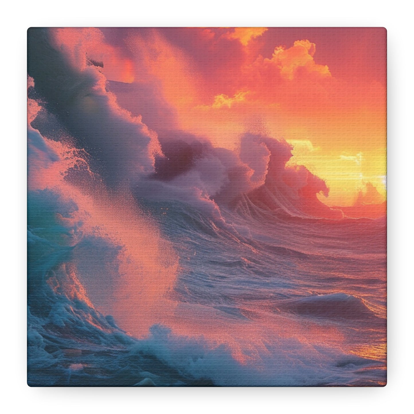 Sunset Waves: Crashing Sea with Whitecaps