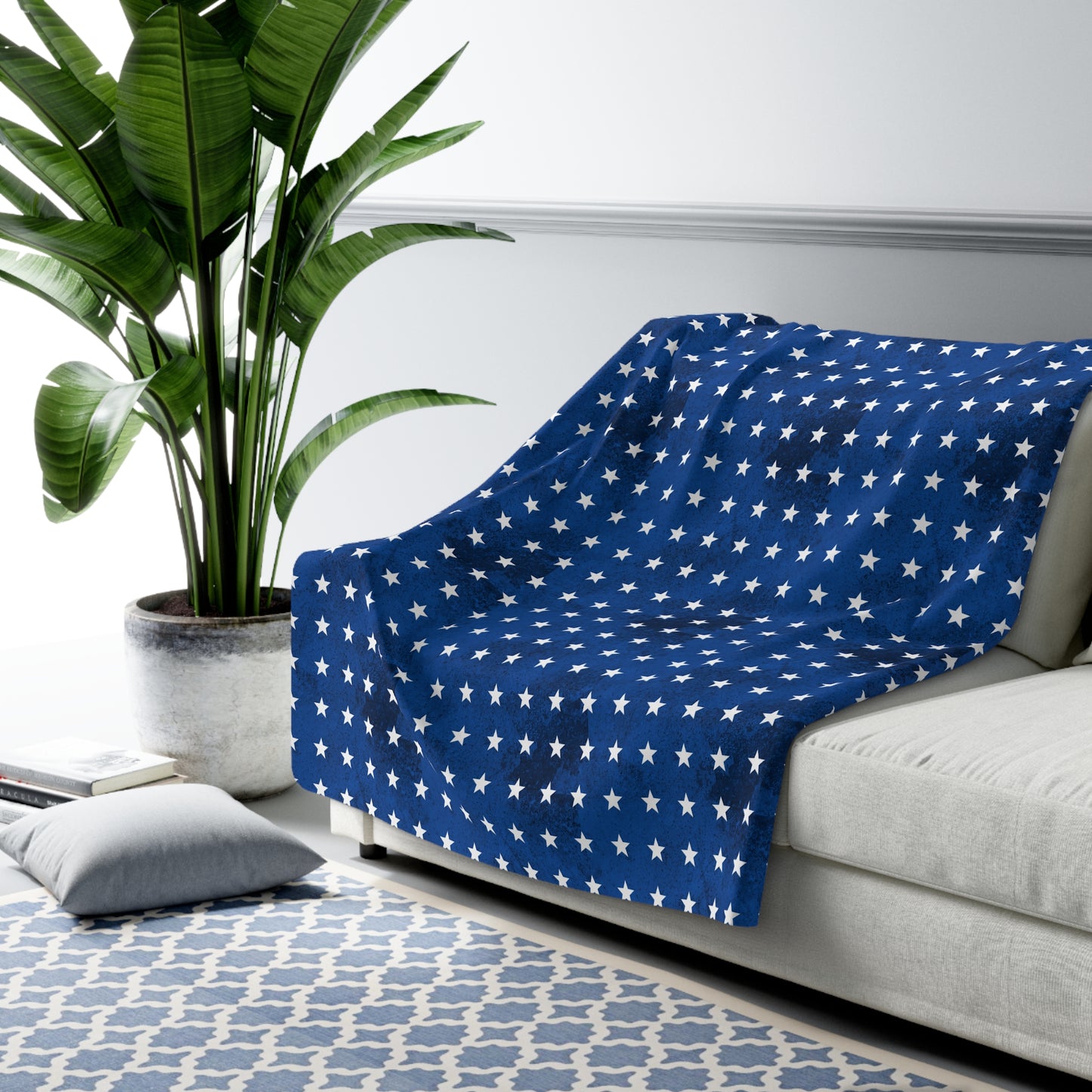 USA Stars Sherpa Fleece Blanket – Cozy, Patriotic Design