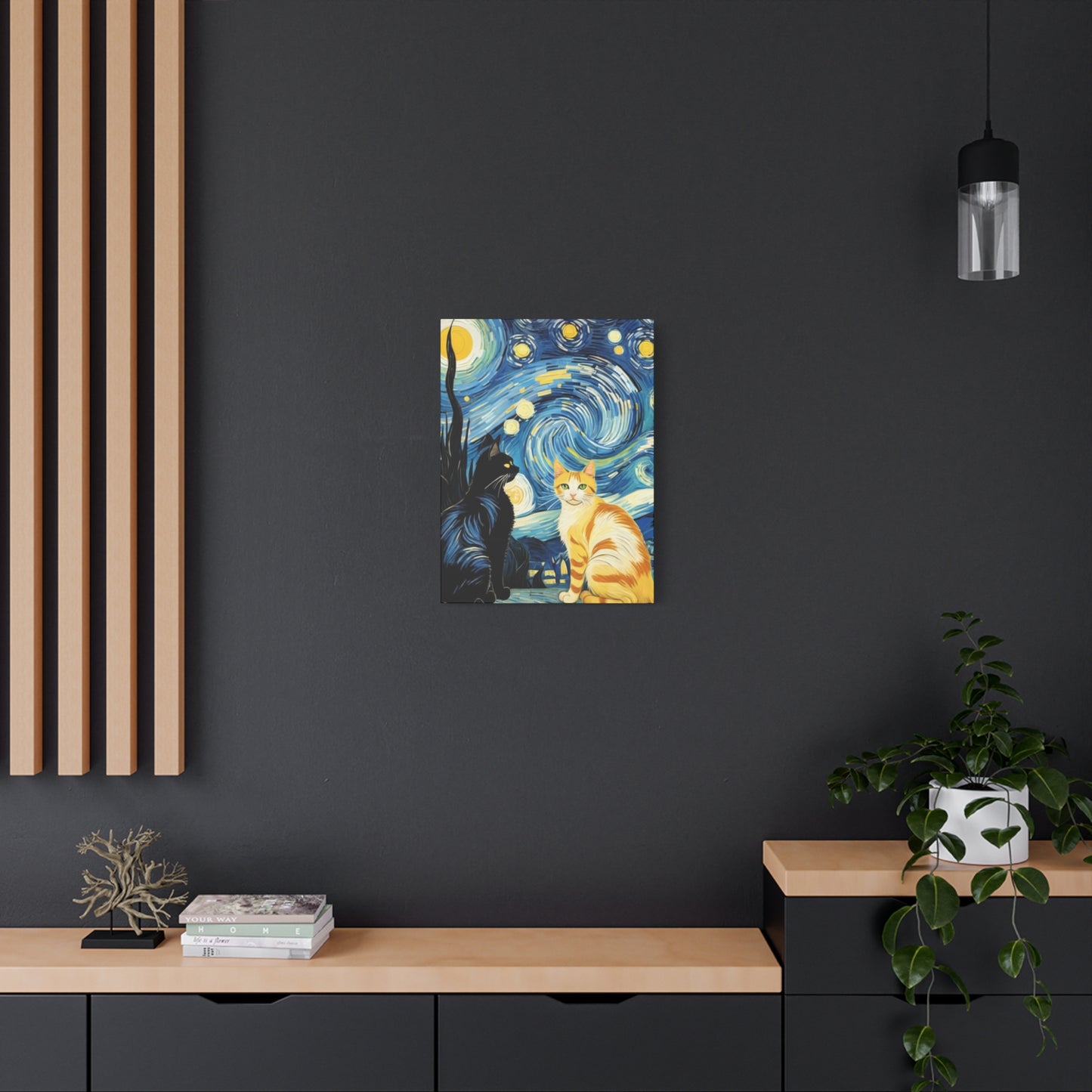 Starry Night Cats Canvas Art