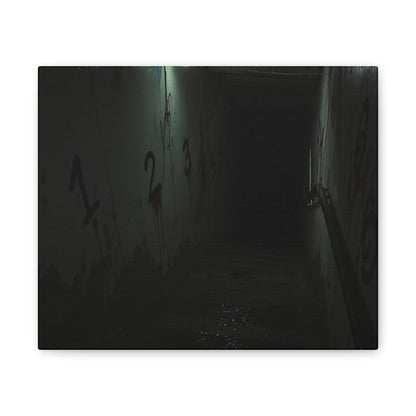 Count Your Steps, Not Your Regrets – Haunted Stairwell Canvas