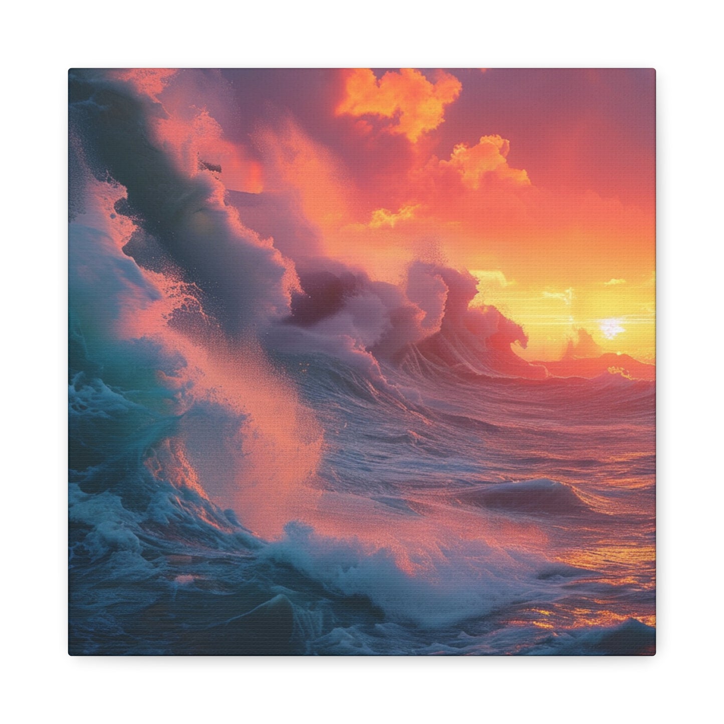 Sunset Waves: Crashing Sea with Whitecaps