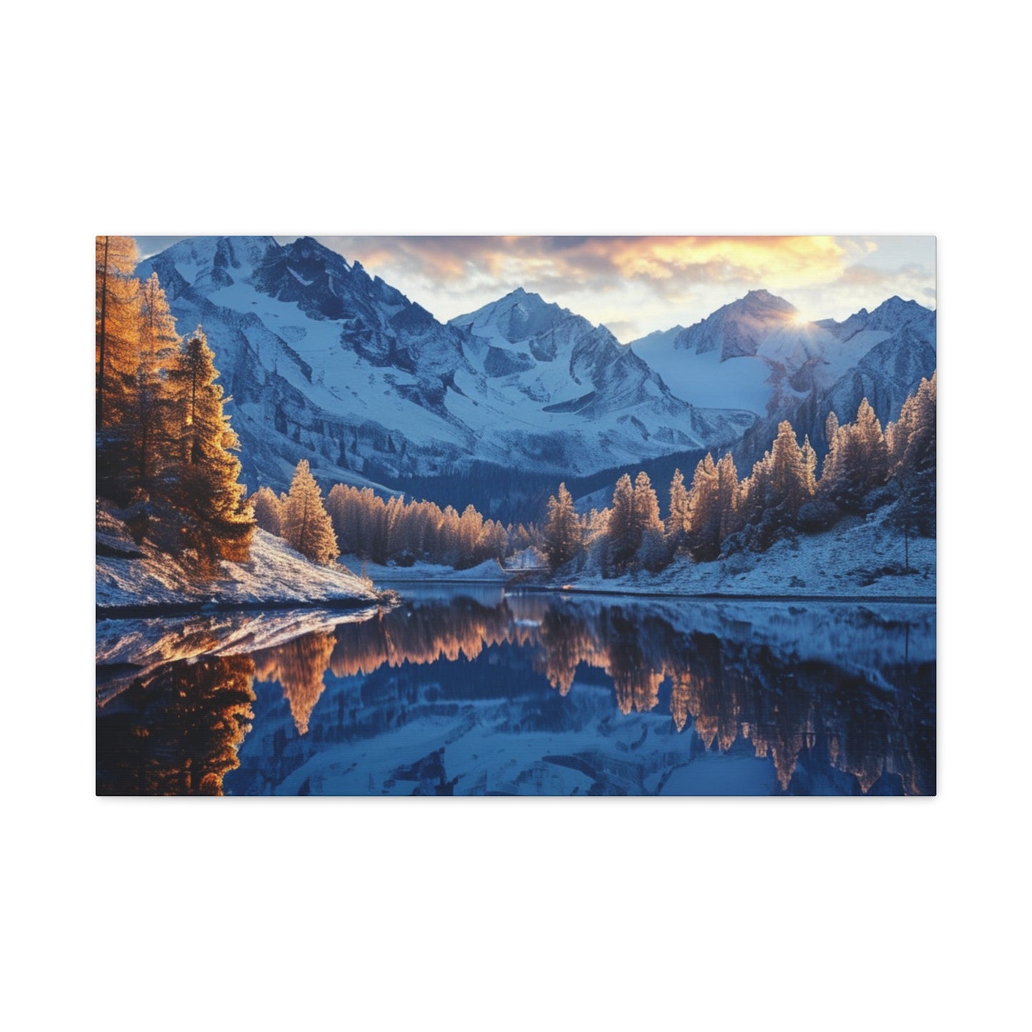 Mountain Sunrise River Canvas