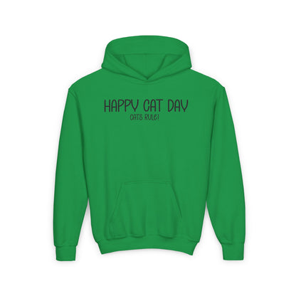 Happy Cat Day Youth Hoodie by Ryne - Cats Rule!