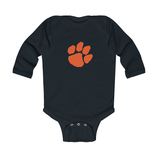 Cherry Tigers Paw Print Infant Long Sleeve Bodysuit