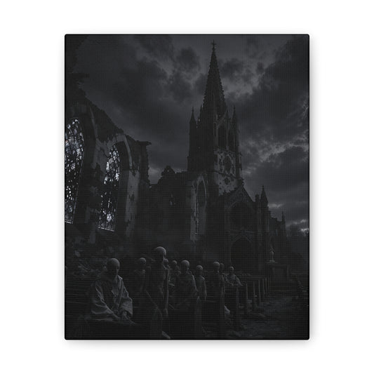 Congregation of the Forgotten – Gothic Church Horror Canvas