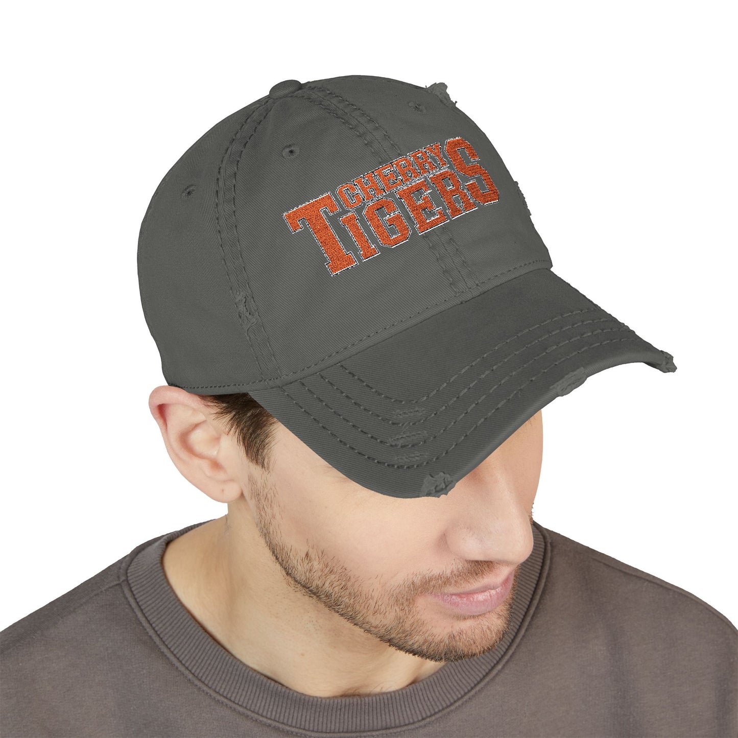 Cherry Tigers Distressed Dad Hat – Battle-Tested Style, Built for Legends 🧢🐅